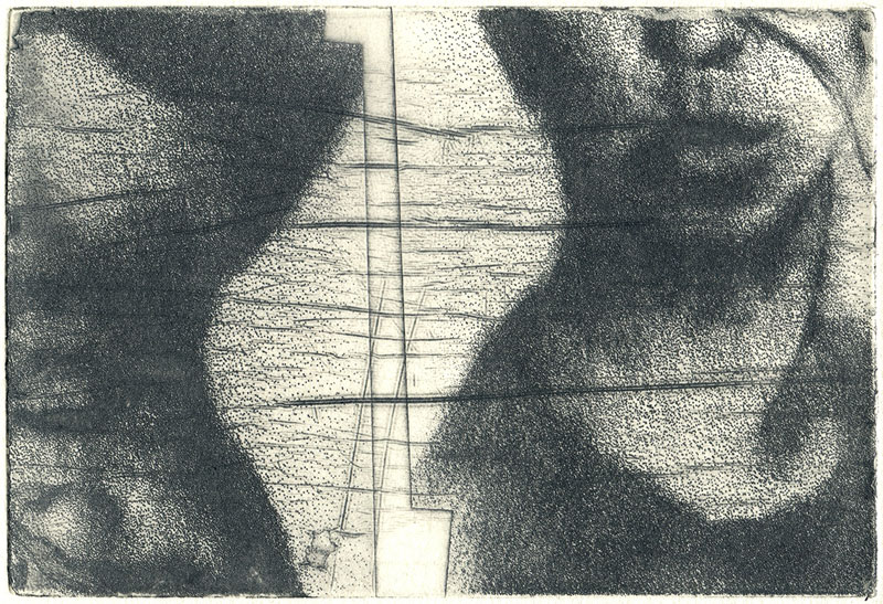 Photoradierung einer Bleistiftzeichnung auf Büttenpapier, Plattengröße: 14,5 x 9,8 cm, Auflage: 6