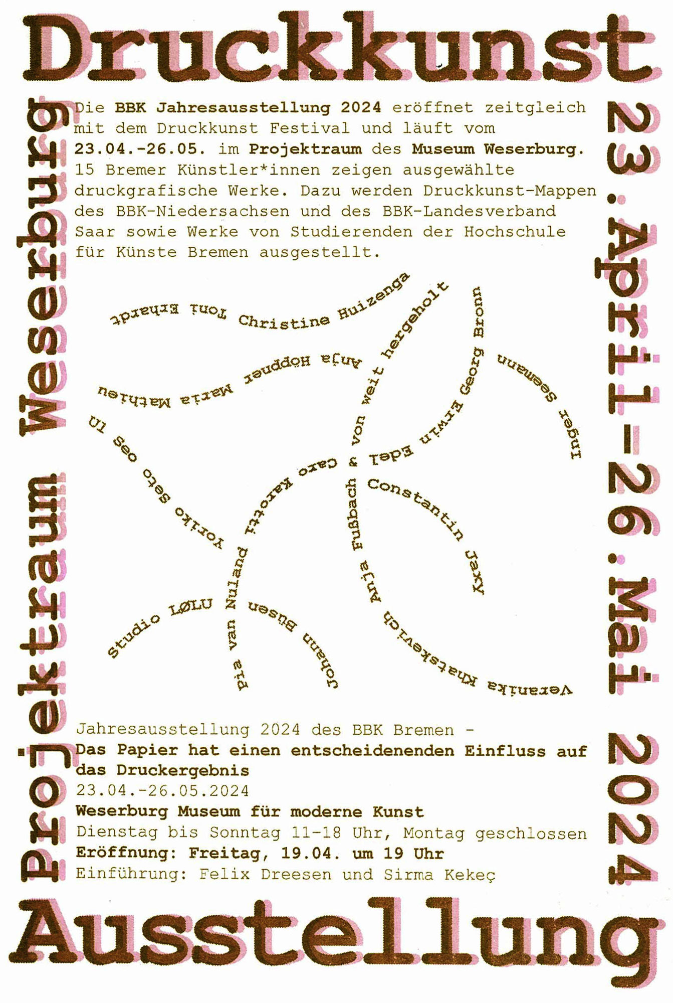 Jahresausstellung 2024 des BBK Bremen in der Weserburg – Museum für moderne Kunst: „Das Papier hat einen entscheidenden Einfluss auf das Druckergebnis“